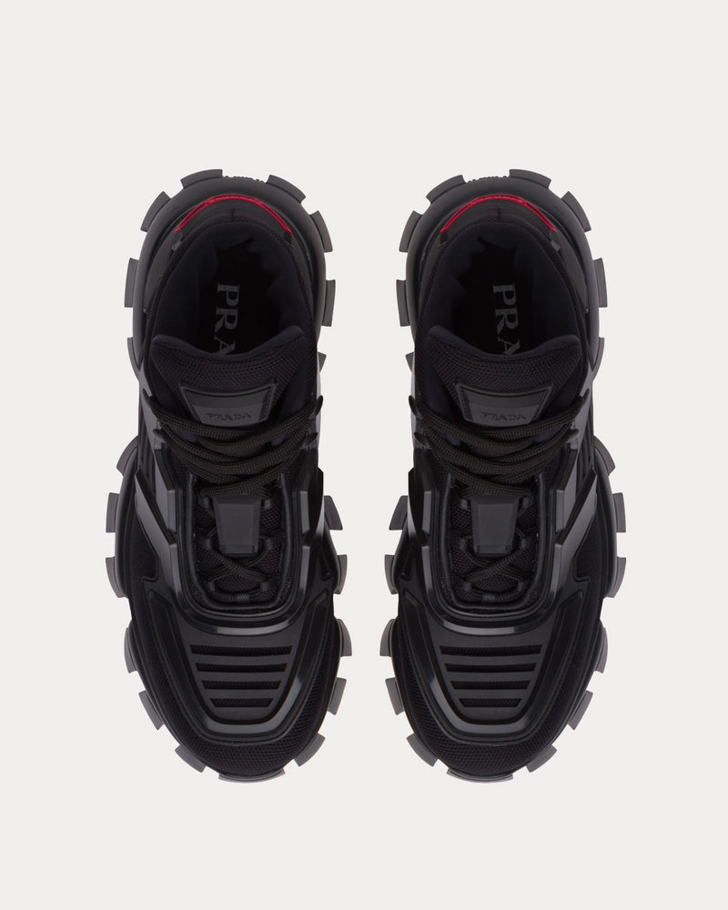 Prada Cloudbust Thunder Knit Fabric Black High Top Sneakers - 2