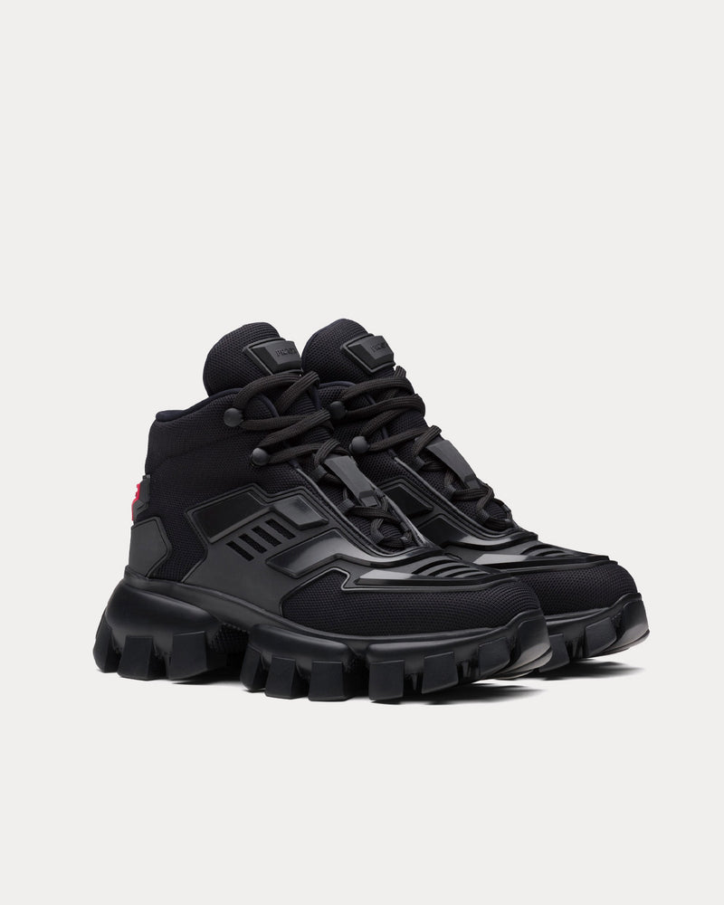 Prada Women's Cloudbust Thunder Knit Fabric Black High Top