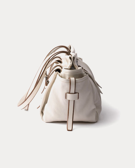 Prada Route Leather Chalk White Large Tote Bag - 4