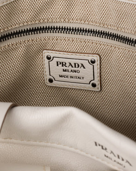 Prada Route Leather Chalk White Large Tote Bag - 5