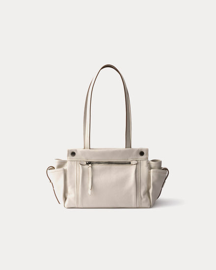 Prada Route Leather Chalk White Medium Tote Bag - 3