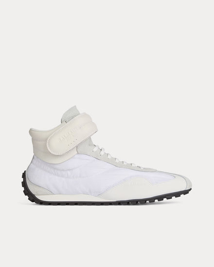 Balmain Racing Nylon & Leather White Mid Top Sneakers - 1