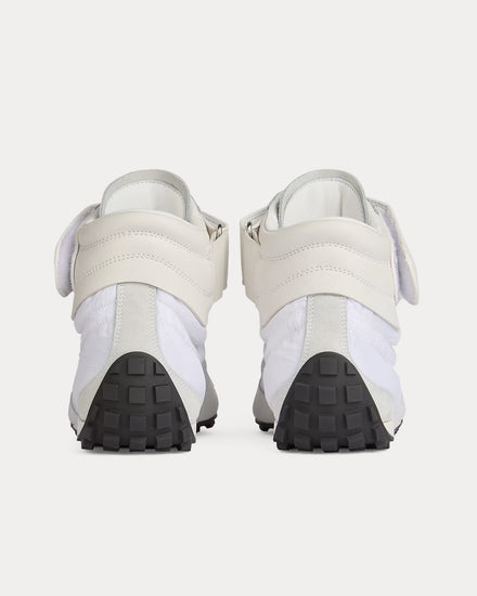 Balmain Racing Nylon & Leather White Mid Top Sneakers - 4