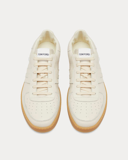 Tom Ford Radcliffe Smooth Leather Marble / Amber Low Top Sneakers - 2