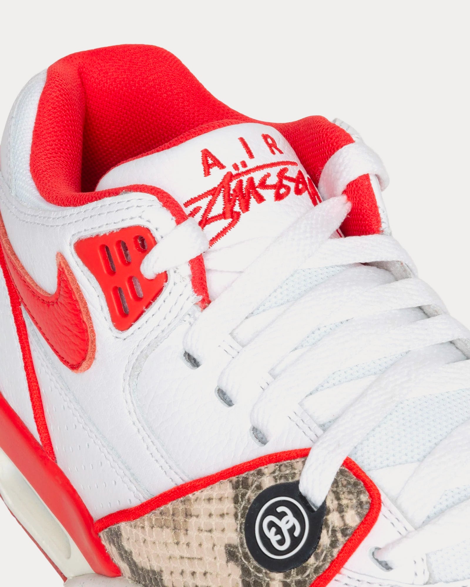 Nike x Stussy - Air Flight '89 Low White / Habanero Red / Sail Low Top Sneakers