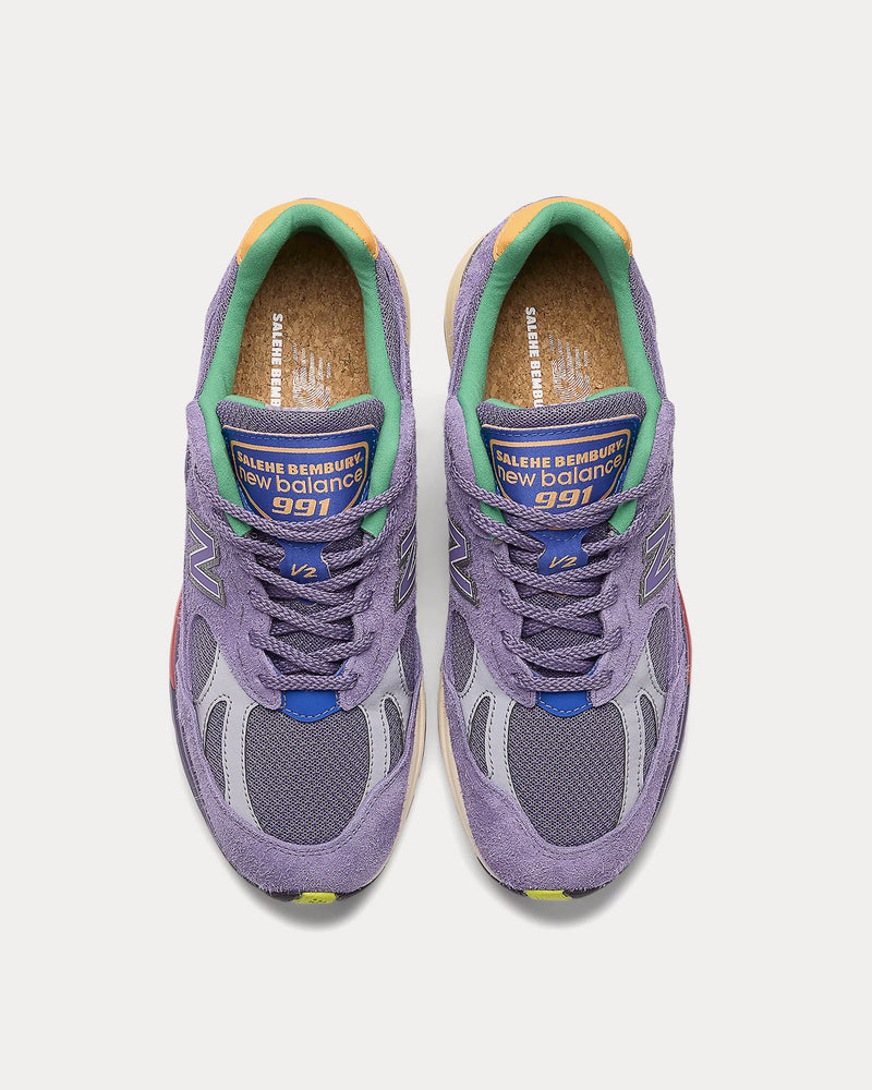 New Balance x Salehe Bembury MADE in UK 991v2 Purple Heart / Mulled Grape / Nautical Blue Low Top Sneakers - 2
