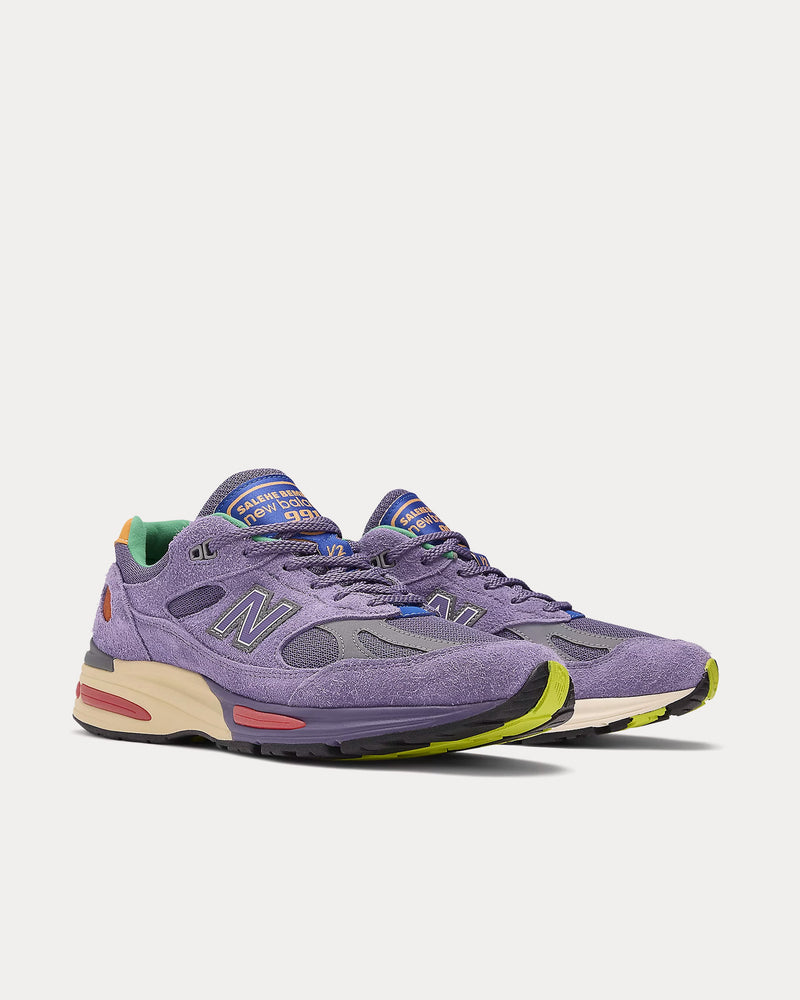 New Balance x Salehe Bembury MADE in UK 991v2 Purple Heart / Mulled Grape / Nautical Blue Low Top Sneakers - 3