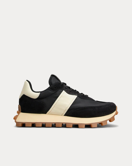 Tod's Men's 1T Suede & Fabric Black / Off-White Low Top