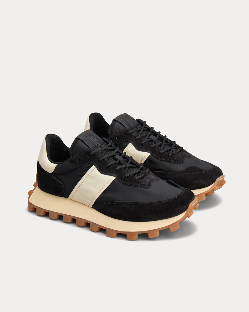 Tod's 1T Suede & Fabric Black / Off-White Low Top Sneakers - 2