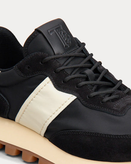 Tod's Men's 1T Suede & Fabric Black / Off-White Low Top