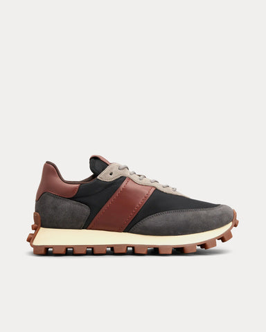 Tod's 1T Suede & Fabric Grey / Brown Low Top Sneakers