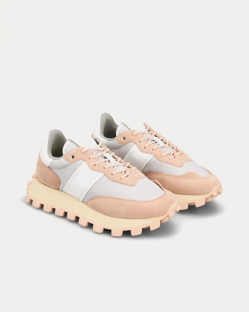 Tod's 1T Suede & Fabric Pink / Grey / White Low Top Sneakers - 2