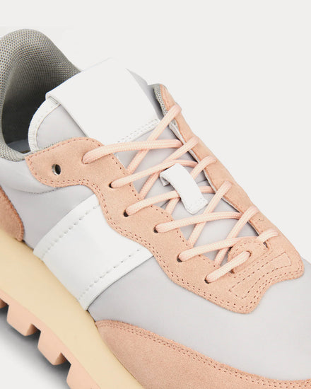 Tod's 1T Suede & Fabric Pink / Grey / White Low Top Sneakers - 4