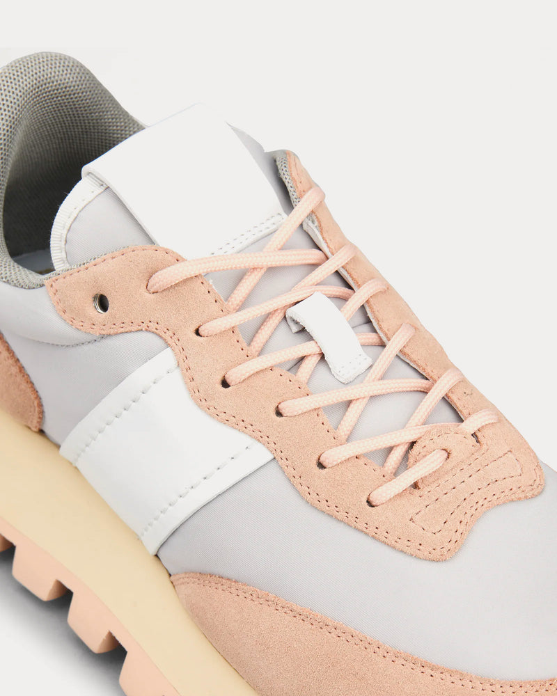 Tod's 1T Suede & Fabric Pink / Grey / White Low Top Sneakers - 4