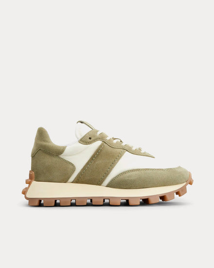 Tod's 1T Suede & Fabric Green / Off-White Low Top Sneakers - 1