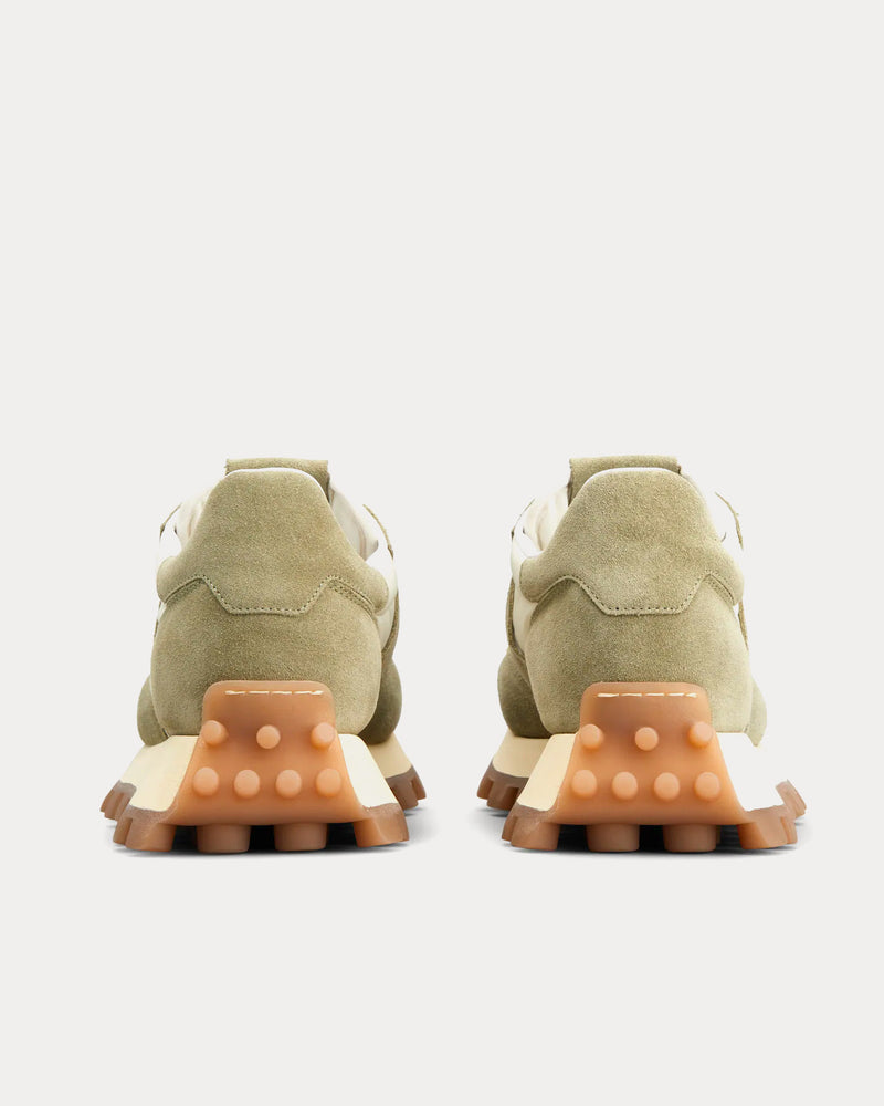 Tod's 1T Suede & Fabric Green / Off-White Low Top Sneakers - 3