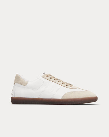 Tod's Rubber-Trimmed Leather & Suede Beige / White Low Top Sneakers
