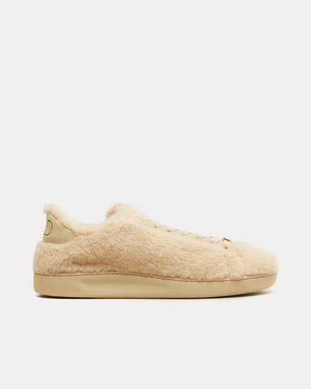 Valentino Royco with VLogo Shearling Beige Low Top Sneakers - 1