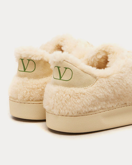 Valentino Royco with VLogo Shearling Beige Low Top Sneakers - 3