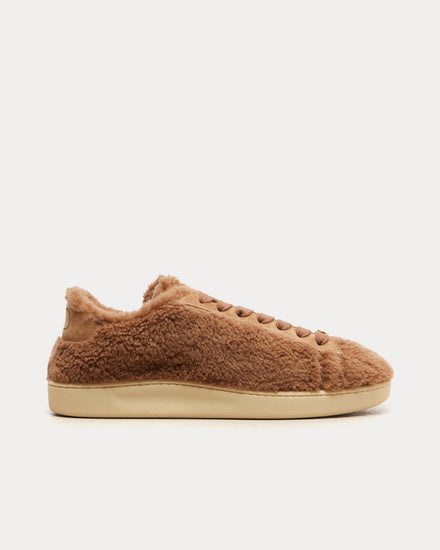 Valentino Royco with VLogo Shearling Brown Low Top Sneakers - 1