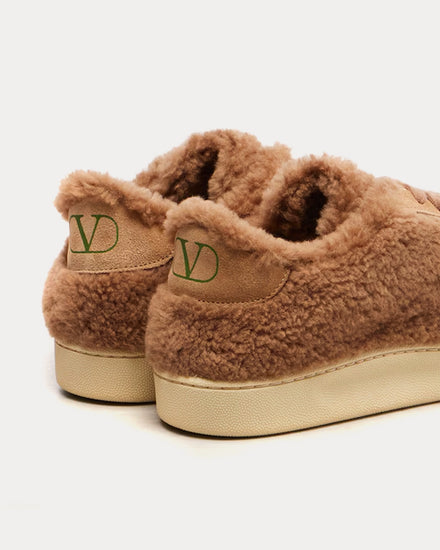 Valentino Royco with VLogo Shearling Brown Low Top Sneakers - 3