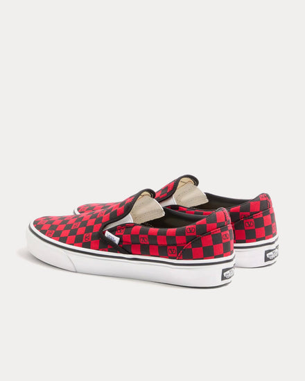 Valentino x Vans Fabric with VLogo Checkerboard Print Red / Black Slip On Sneakers - 4