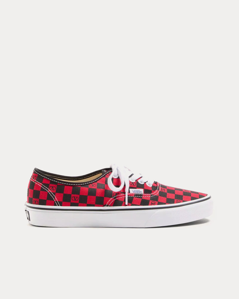 Valentino x Vans Fabric Trainer with VLogo Checkerboard Print Rouge Pur / Black Low Top Sneakers - 1