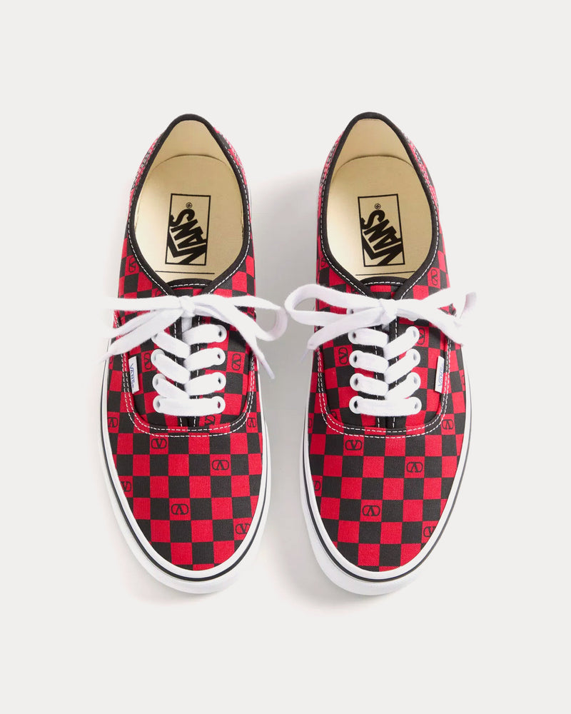 Valentino x Vans Fabric Trainer with VLogo Checkerboard Print Rouge Pur / Black Low Top Sneakers - 2