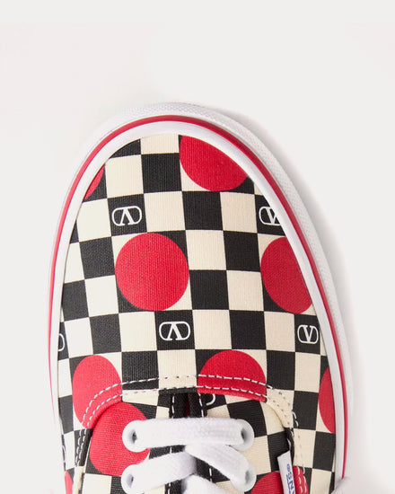 Valentino x Vans Fabric Trainer with VLogo Checkerboard Print & Polka Dot Detail Butter / Black Rouge Pur Low Top Sneakers - 5