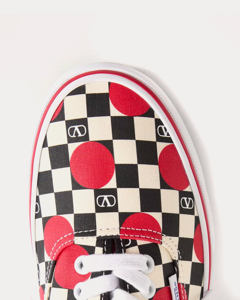 Valentino x Vans Fabric Trainer with VLogo Checkerboard Print & Polka Dot Detail Butter / Black Rouge Pur Low Top Sneakers - 5