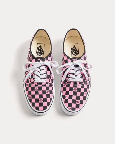 Valentino x Vans Fabric Trainer with VLogo Checkerboard Print Pink Orchid / Black Low Top Sneakers - 2
