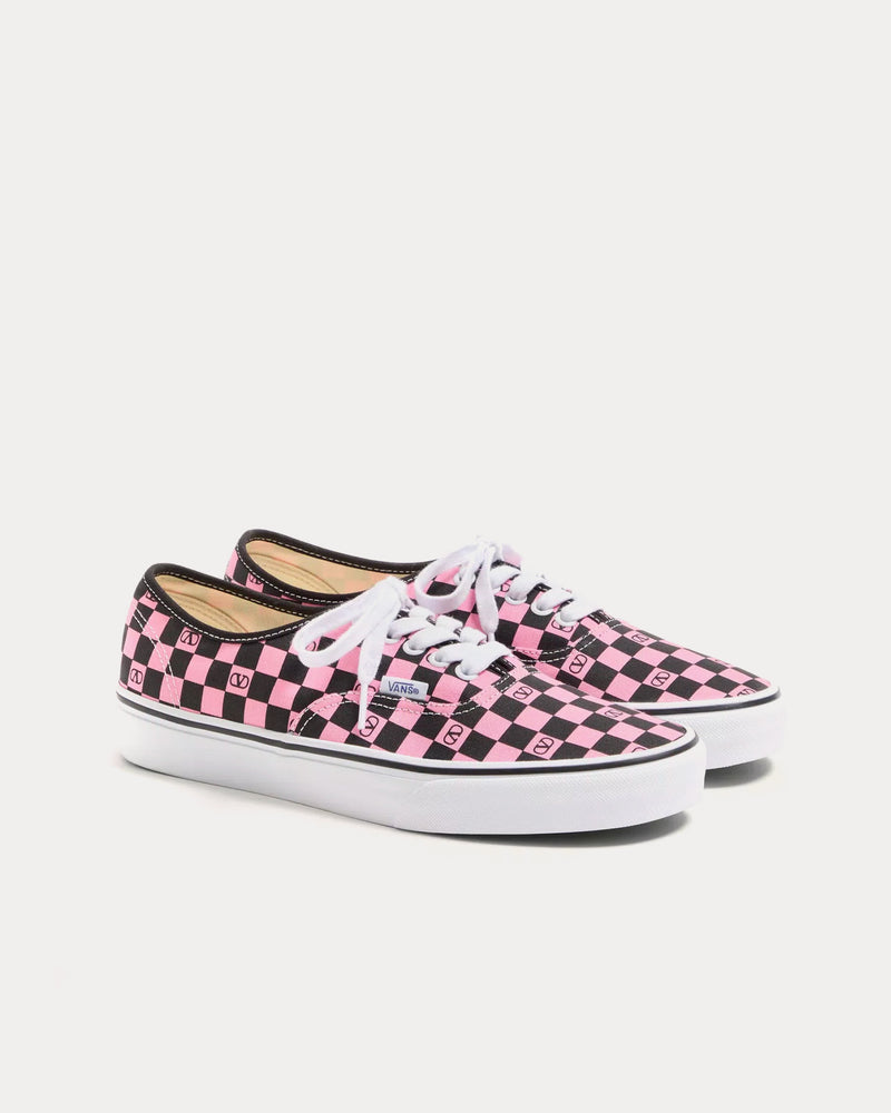 Valentino x Vans Fabric Trainer with VLogo Checkerboard Print Pink Orchid / Black Low Top Sneakers - 3