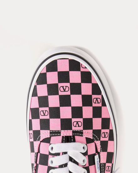 Valentino x Vans Fabric Trainer with VLogo Checkerboard Print Pink Orchid / Black Low Top Sneakers - 5
