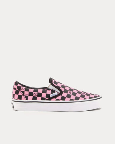 Valentino x Vans Fabric with VLogo Checkerboard Print Pink Orchid / Black Slip On Sneakers