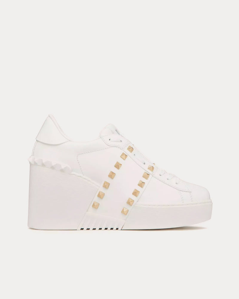 Valentino Open Disco Wedge Calfskin White Low Top Sneakers - 1