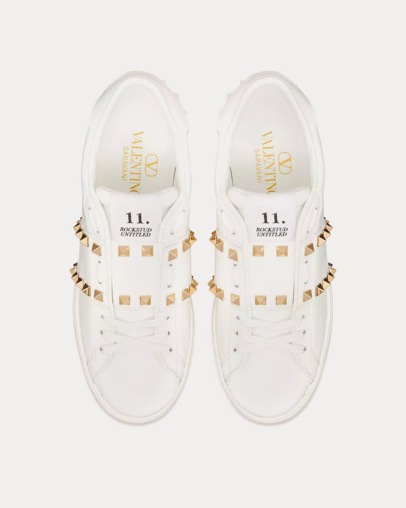 Valentino Open Disco Wedge Calfskin White Low Top Sneakers - 2