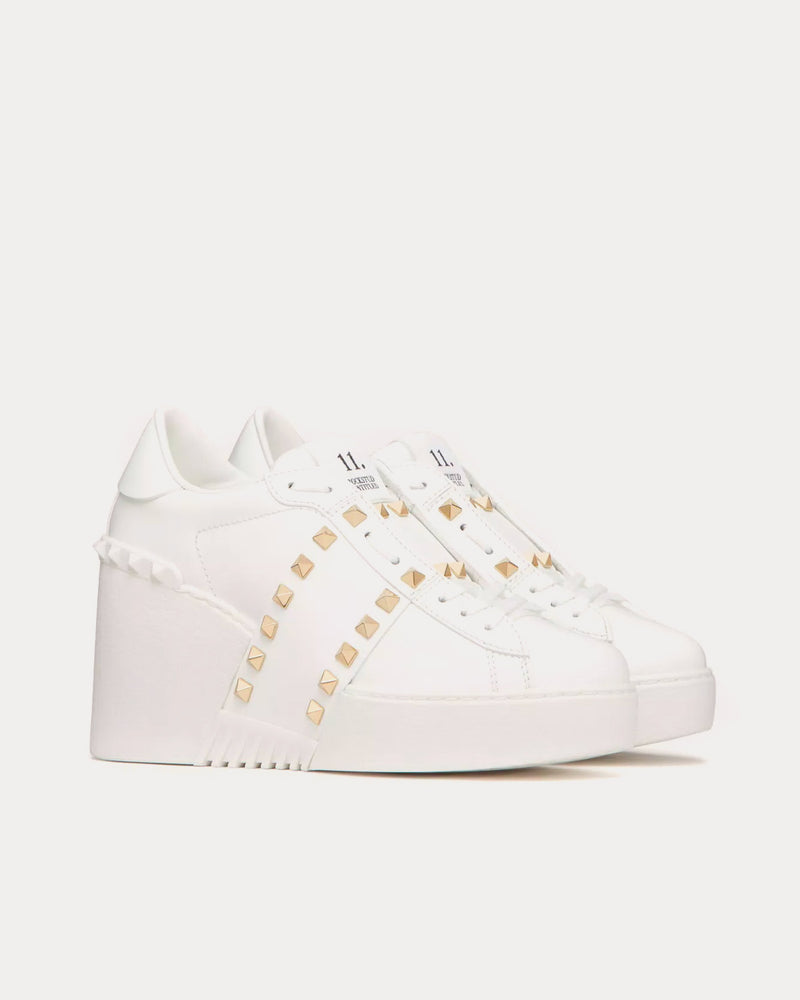 Valentino Open Disco Wedge Calfskin White Low Top Sneakers - 3
