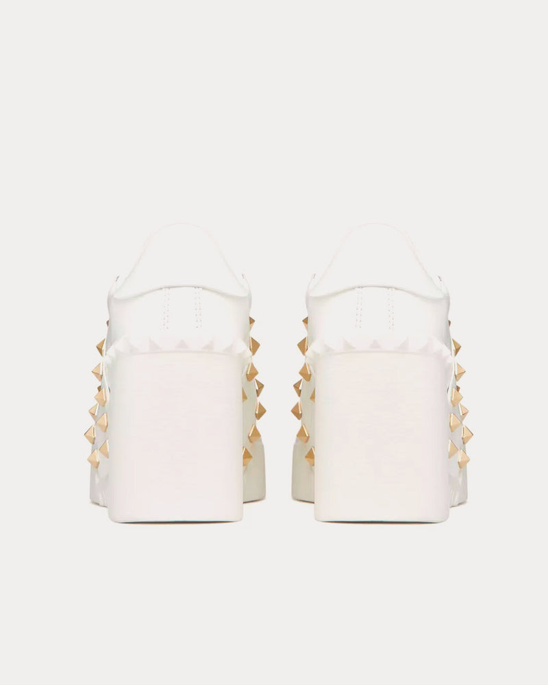 Valentino Open Disco Wedge Calfskin White Low Top Sneakers - 4