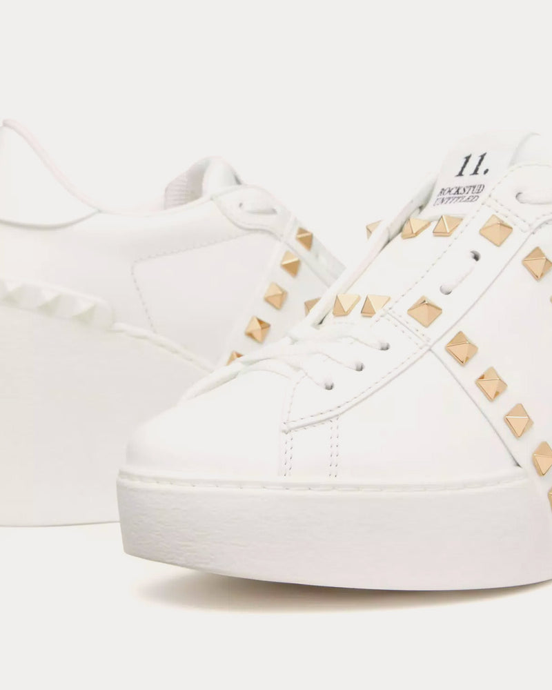 Valentino Open Disco Wedge Calfskin White Low Top Sneakers - 5