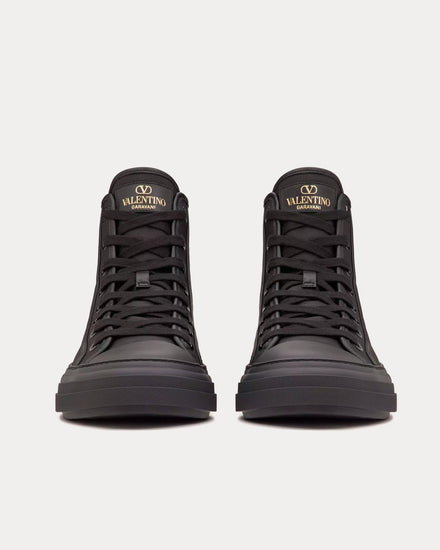 Valentino Men's Totaloop Nylon Leather Black High Top Sneakers
