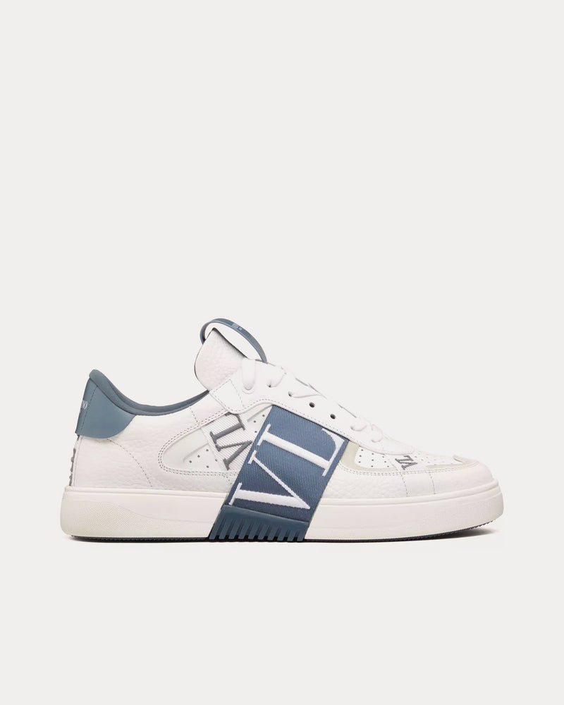 Valentino Men's VL7N Calfskin & Fabric Banded White / Blue Low Top