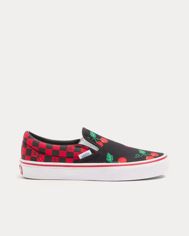 Valentino x Vans Fabric with Maxi Cherryfic Print and VLogo Checkerboard Print Red / Black Slip On Sneakers