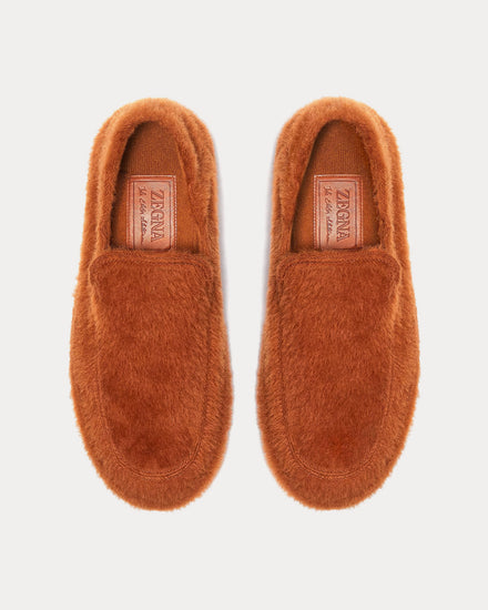 Zegna x The Elder Statesman Alpaca & Wool Dark Brown Slippers - 2
