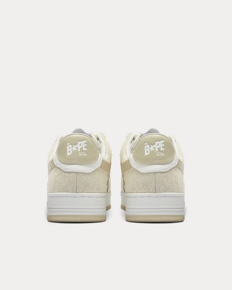 A Bathing APE Bape Sta #1 Ponyhair Beige / White Low Top Sneakers - 4