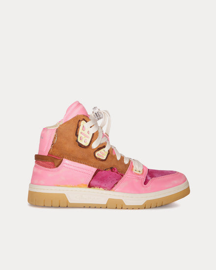 Acne Studios 08sthlm Destroyed Leather Pink / Beige High Top Sneakers - 1