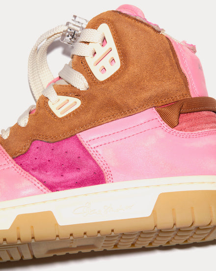Acne Studios 08sthlm Destroyed Leather Pink / Beige High Top Sneakers - 2