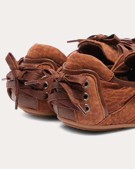 Acne Studios Ballerina Lace-Up Brown Slip On Shoes - 3