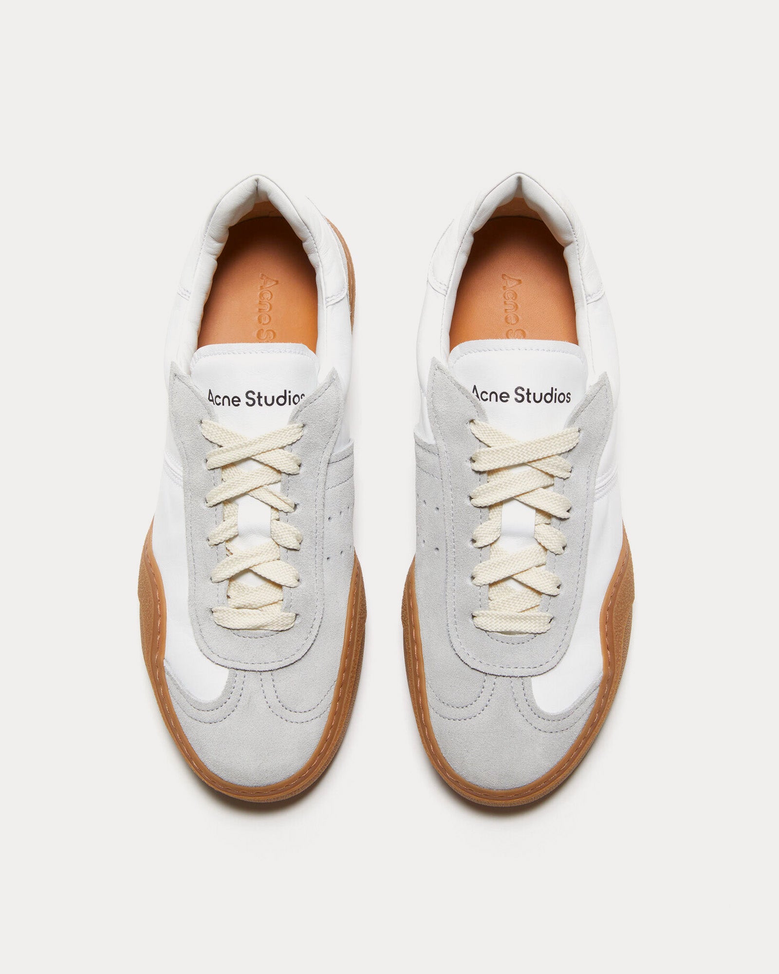 Acne Studios - Bars Lace-Up White / Brown Low Top Sneakers
