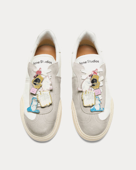 Acne Studios x Moomin Bars Aged Leather White Low Top Sneakers - 2