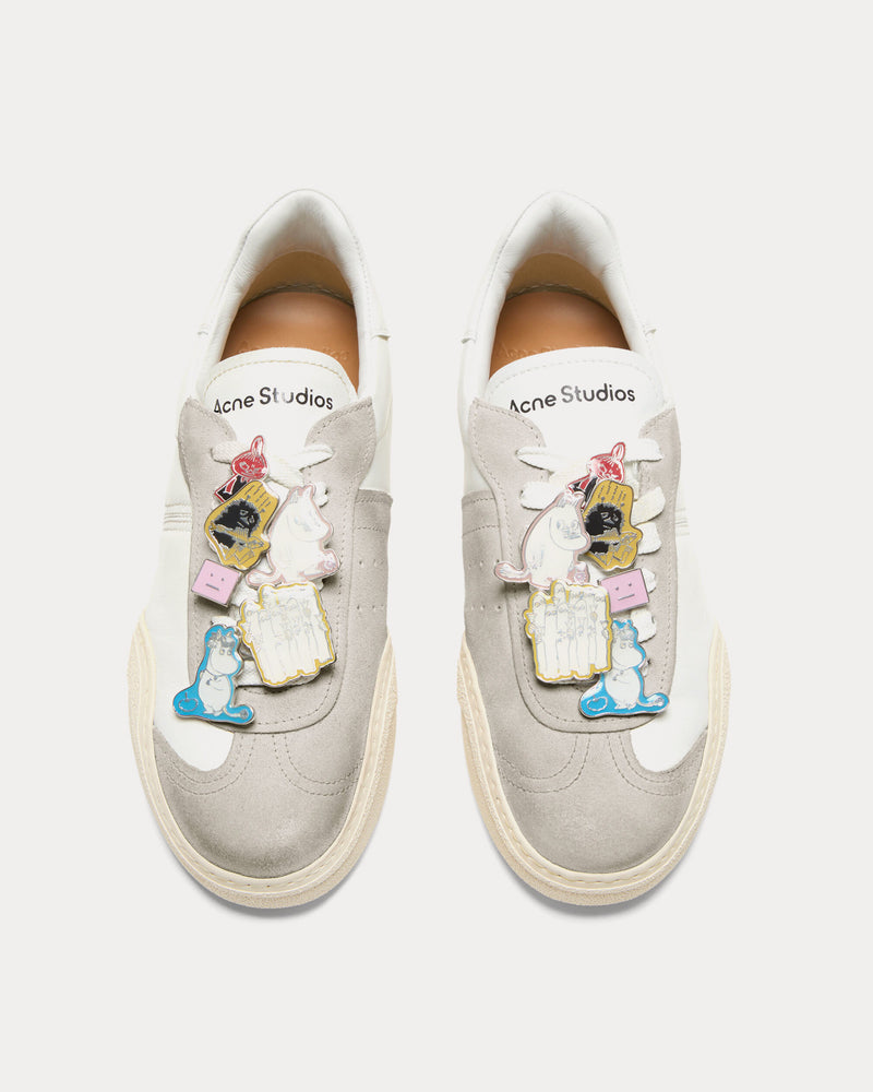 Acne Studios x Moomin Bars Aged Leather White Low Top Sneakers - 2